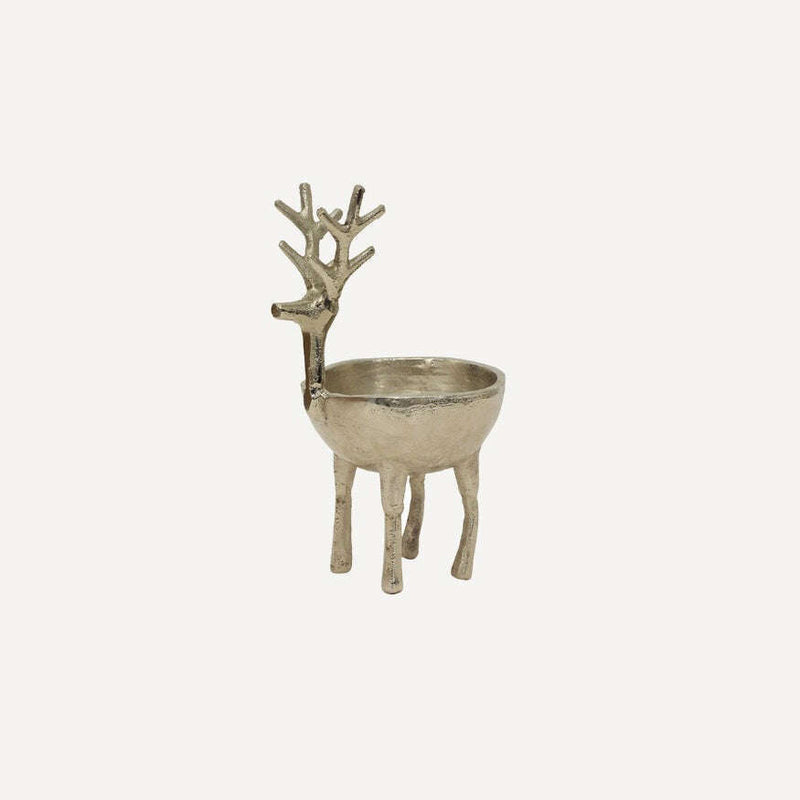 Reindeer Sweets Bowl Silver Small