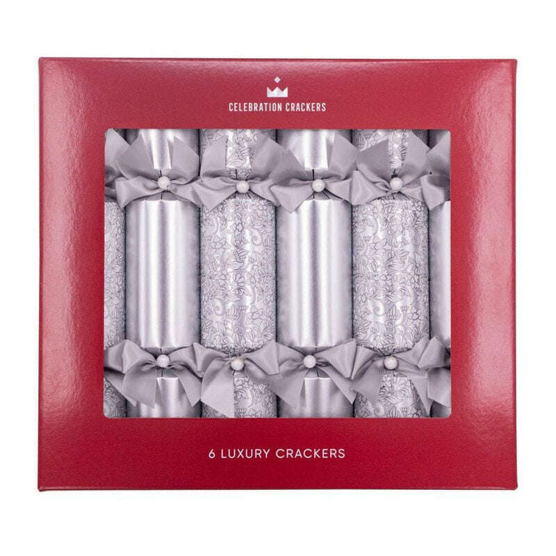 Silver Blossom Luxury Christmas Crackers 6 Pack