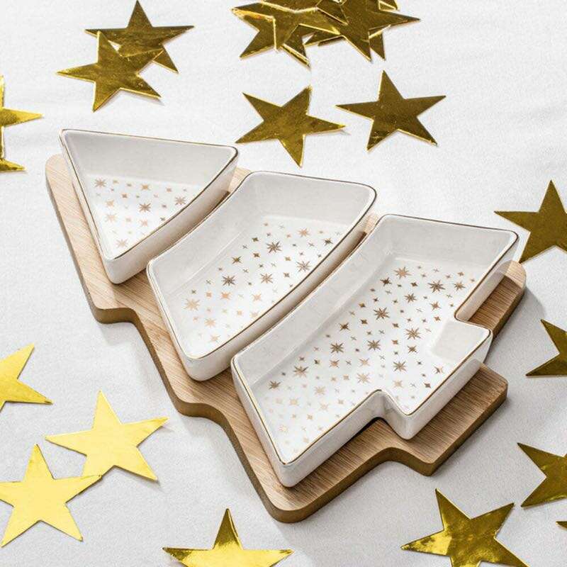 Starry Christmas Tree Bowl & Tray Set