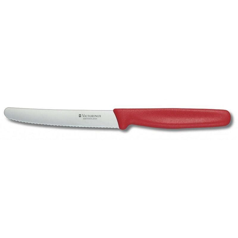 Tomato & Sausage Knife 11cm Wavy Edge Red