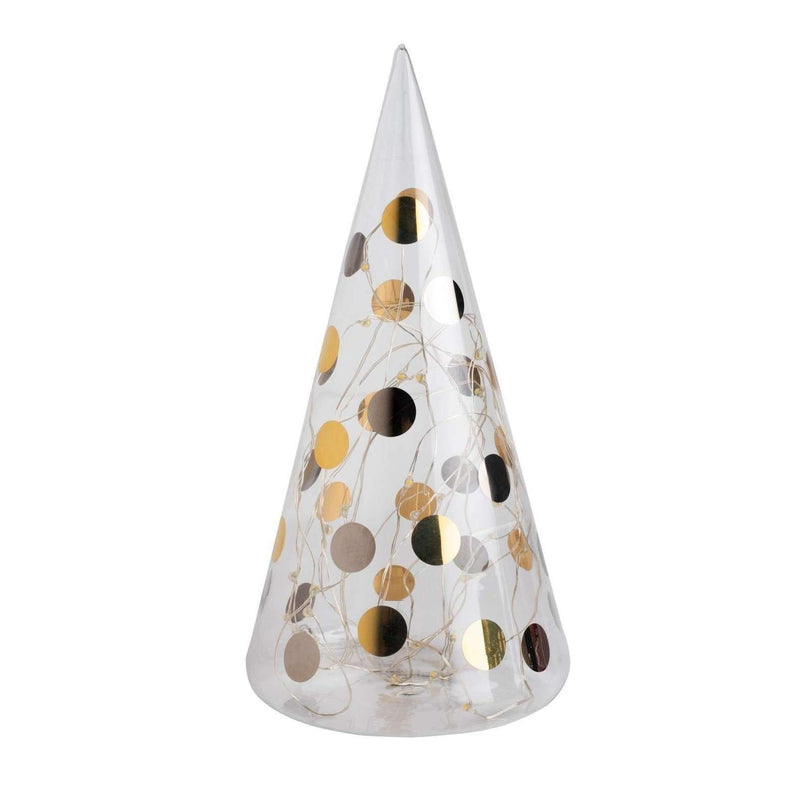 Glass Fir Tree With Polka Dots LED Light