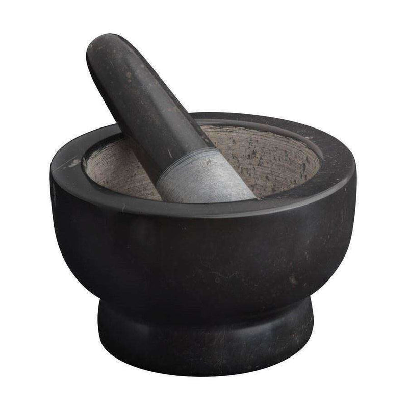 Marble Footed Mortar & Pestle 13cm Black