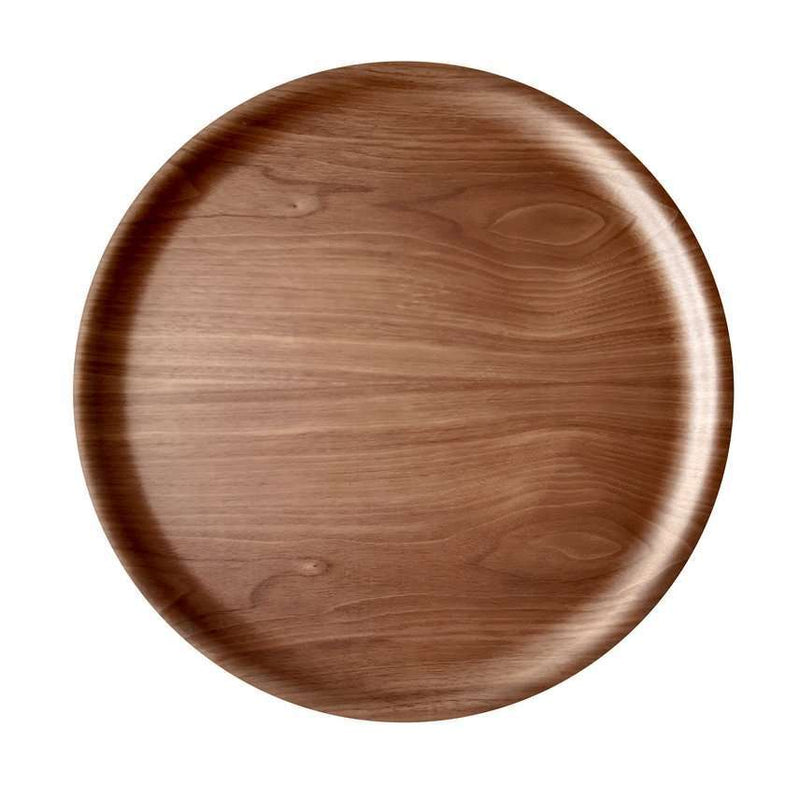 Round Wooden Tray Walnut 35cm