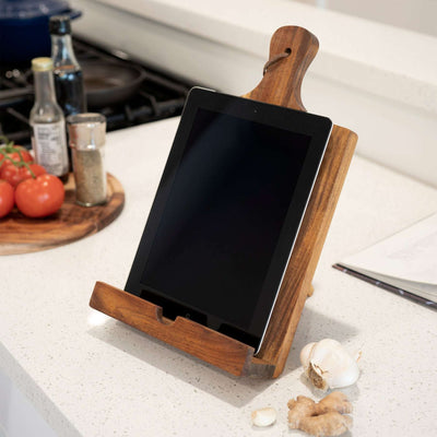 Rustic Farmhouse Acacia Wood Tablet Cooking Stand